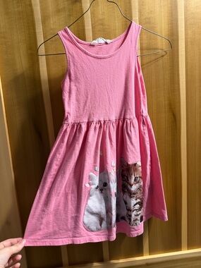 H&M Pink Tank-Style Dress with Kitten Print
